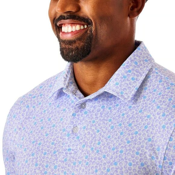 NWT Mens Short Sleeve Patterned Performance Polo Purple Members Mark Size XXL - Picture 2 of 8